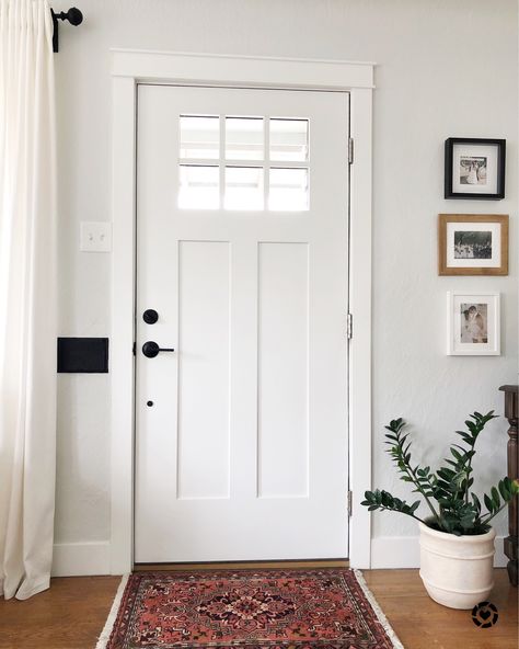 White Front Door Interior, Studio Mcgee Entry Door, Front Door Molding Interior, Front Door Trim Interior Entryway, Mcgee Front Door, Front Door Interior Trim, Front Door Trim Exterior, Front Door Trim Ideas Interior, Trim Around Front Door