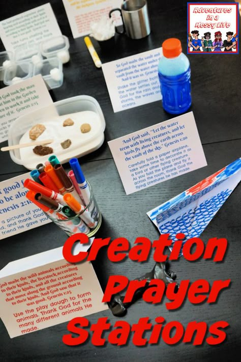 Let's pray through the Days of Creation! #prayer #learntopray #Biblelesson Sabbath School Program Ideas, Creation Lessons For Kids Sunday School, Prayer Stations For Kids, Spiritual Education, Prayer Activities, Prayer Walk, Creation Bible, Prayer To God, Family Bag