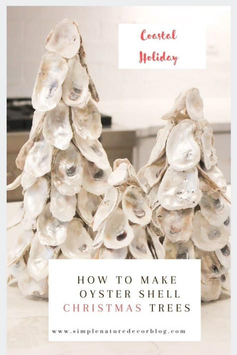 Oyster Shell Christmas Tree Tutorial In 4 easy steps. How To Make Oyster Shell Christmas Tree, Oyster Christmas Tree Diy, Oyster Shell Paintings On Canvas, Oyster Shell Christmas Trees, Oyster Tree Diy, Clam Shell Christmas Tree, Shell Christmas Wreath, What To Make With Oyster Shells, Oyster Shell Wreaths