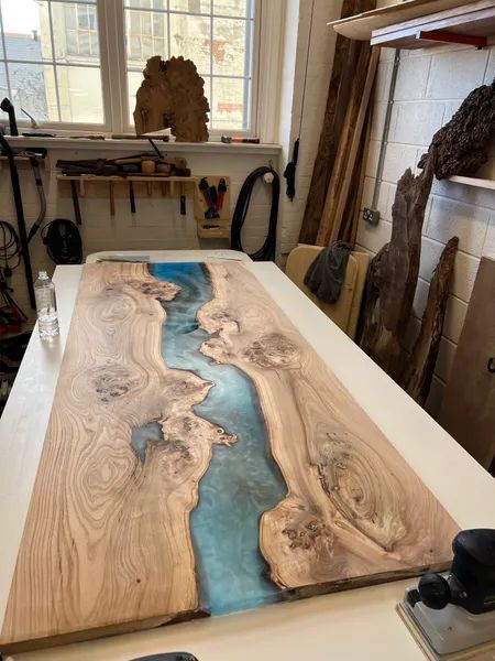 Epoxy Resin River Dining Table Workshop Epoxy Resin Dining Table, River Dining Table, Resin Dining Table, Epoxy River Table, River Tables, Green Woodworking, River Table, Resin Table, Table Ideas