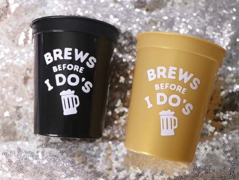 Brewery Bachelorette Party, Groom Bachelor Party Ideas, Brewery Engagement Party, Brews Before I Dos, Beer Olympic, Engagement Games, Bachelorette Party Cups, Bachelorette Bachelor Party, Stadium Cups