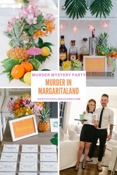 Dinner Mystery Party, Margaritaville Party Games, Party Hosting Tips, Hostess Tips, Margaritaville Party, Palm Royale, Beach 2024, Mystery Dinner Party, Mystery Parties