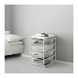 ALGOT frame with 4 mesh baskets/top shelf, white Width: 16 1/8 " Depth: 23 5/8 " Height: 28 3/8 " Width: 41 cm Depth: 60 cm Height: 72 cm Algot Ikea, Clothes Storage Solutions, Clothes Storage Systems, Ikea Algot, Ikea Bedroom, Ikea Family, Drawer Unit, Smart Storage, Metal Drawers