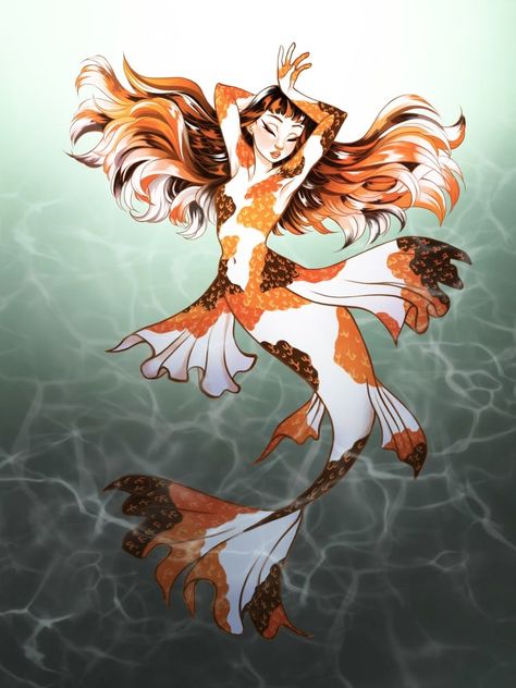 Koi Mermaid, Anime Mermaid, Mermaid Artwork, Arte Do Kawaii, Mermaid Drawings, Male Character, Mythical Creatures Art, Mythological Creatures, Dessin Adorable