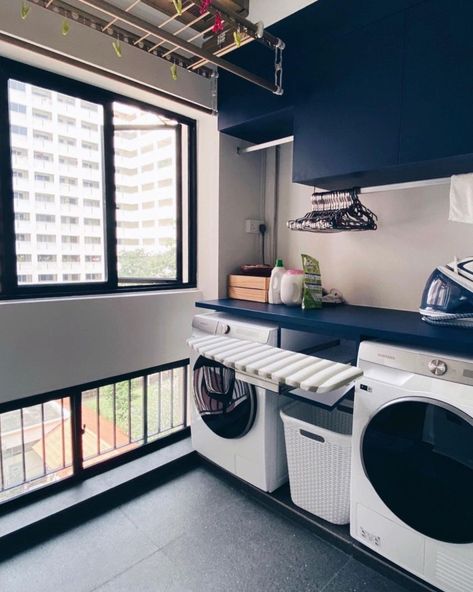 Laundry Room Bto, Small Service Area Ideas, Hdb Yard Ideas, Small Service Yard Hdb Ideas, Hdb Room Ideas, Hdb Service Yard Design, Hdb Laundry Area, Hdb Balcony Ideas, Apartment Yard Ideas