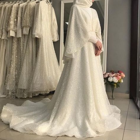 Hijab Friendly Wedding Dress, Modest Asian Wedding Dresses, Muslim Girl Wedding Dress, Islamic Wedding Dress Hijab Bride Bridal Gowns, Wedding Dresses Halal, Niqabi Wedding Dresses, Modest Nikkah Dress, Arabic Gowns With Hijab, Nikkah Abaya White