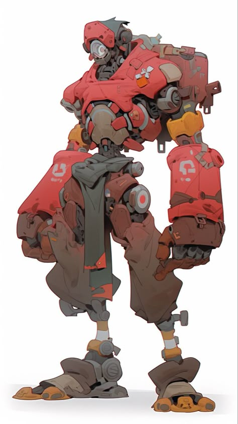 Machinery Concept Art, Boxing Robot Concept Art, Security Robot Concept Art, Junk Robot Concept Art, Scrap Robot Concept Art, Robot Poses Reference, Robot Chara Design, Cool Robots Design, Humanoid Robot Concept Art