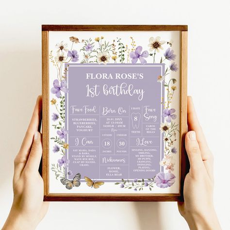 Editable Purple Wildflower 1st Birthday Milestone Board Lavender Boho Wild One 1st First Birthday Chalboard Sign Lilac Birthday Poster FLO32 Wildflower 1st Birthday, 1st Birthday Milestone Board, Lilac Birthday, Birthday Milestone Board, Milestone Board, Purple Wildflowers, Milestone Poster, Birthday Milestone, Australia Photos