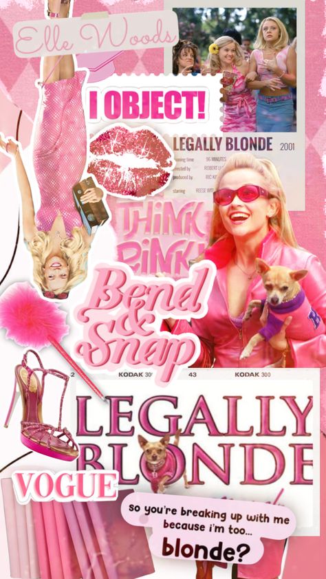 #legallyblonde #legallyblondemusical #legallyblondeaesthetic #pink #pinkaesthetic #harvard #ellewoods 2000s Wallpaper Aesthetic, Blonde Movie, Legally Blonde Musical, Pink Movies, Pink Sweets, Movie Collage, Blonde Aesthetic, Elle Woods, Whatsapp Wallpaper