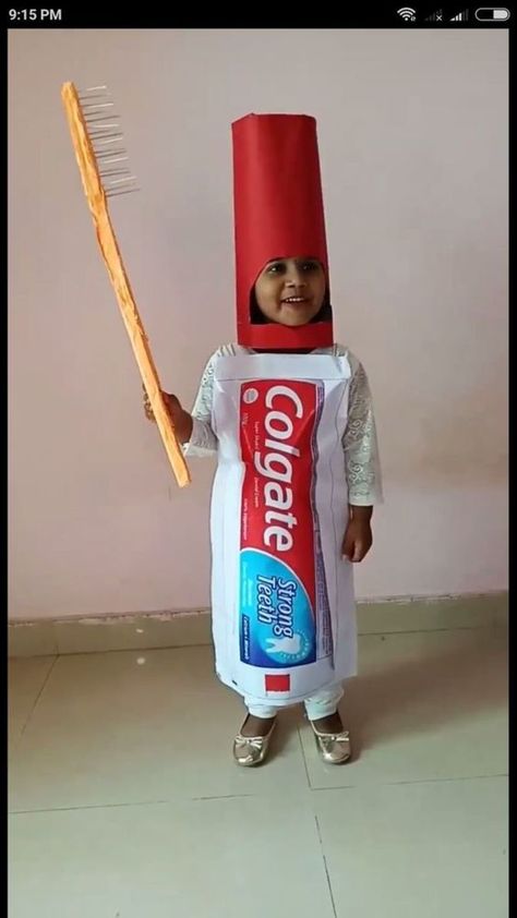 Toothpaste Costume Diy, Maskembal Ideas For Kids, Fancy Dress Ideas For Kids, Fancy Dress Costumes Kids, Fancy Dress Competition, Costume Carnaval, Diy Costumes Kids, Diy Halloween Costumes For Kids, Diy Halloween Costume