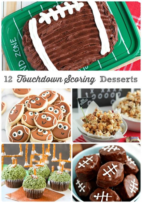 Score a touchdown at that next tailgate or game day party with these 12 football themed dessert recipes. Football Banquet Dessert Ideas, Football Theme Dessert Table, Football Theme Desserts, Tail Gate Desserts Football Season, Game Day Desserts, Football Party Treats, Football Themed Desserts, Football Shaped Foods, Tailgate Desserts