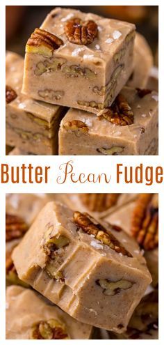 6-Ingredient Butter Pecan Fudge - Baker by Nature Fall Fudge Recipes, Creamy Fudge Recipes, Fall Fudge, Butter Pecan Fudge Recipe, Cranberry Pistachio Fudge, Butter Pecan Fudge, Pistachio Fudge, Fudge Peanut Butter, Pecan Fudge