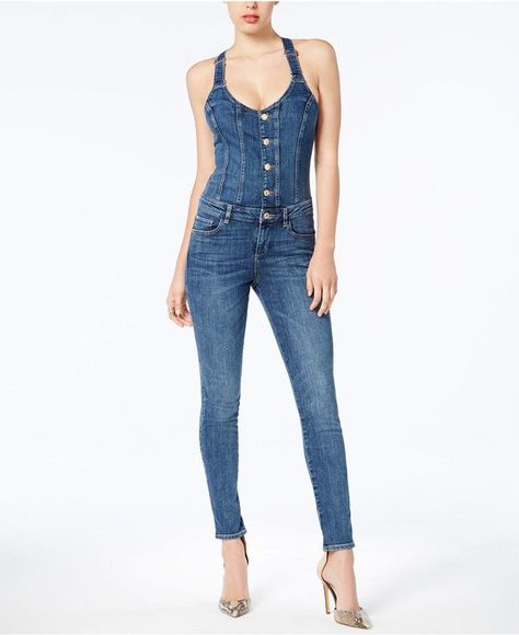 Jeans Styling, Womens Denim Jumpsuit, Jumpsuit Denim, Denim Looks, Jumpsuit Blue, Denim Outfits, Jumpsuit Online, Burda Style, Playsuit Romper