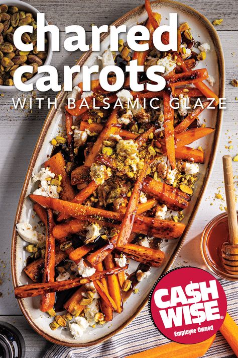 Charred Carrots, Carrots With Goat Cheese, Balsamic Glazed Carrots, Balsamic Glaze Recipe, Balsamic Glaze Recipes, Creamy Goat Cheese, Goat Cheese Recipes, Easter Carrots, Glazed Carrots