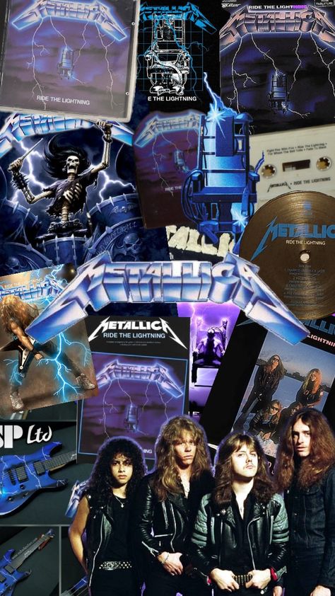 Metallica ride the lightning Metallica Collage Wallpaper, Metallica Ride The Lightning Wallpaper, Ride The Lightning Wallpaper, Metallica Wallpapers Aesthetic, Metallica Aesthetic, Metallica Wallpapers, Metallica Ride The Lightning, Metallica Albums, College Wallpaper