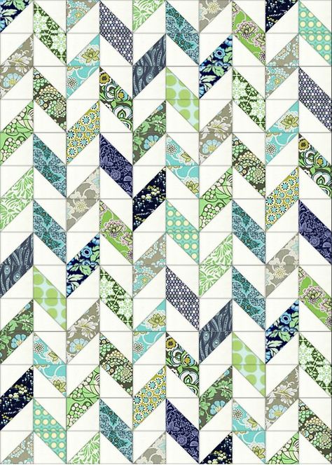 Chevron Quilt Pattern, Half Square Triangle Quilts Pattern, Herringbone Quilt, Triangle Quilt Pattern, Half Square Triangle Quilts, Colors And Patterns, Jellyroll Quilts, Green Quilt, Strip Quilts