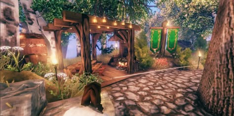 Valheim Garden Design, Valheim Forge Ideas, Valheim Village Ideas, Valheim Decoration Ideas, Valheim Garden, Valheim Portal Hub, Valheim Interior, Valheim House Ideas, Ark Survival Evolved Bases