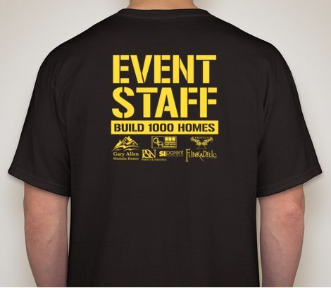 Volunteer T-shirt Back.  Want this T-shirt?  Earn it.  Volunteer.  www.Build1000Homes.com Crew Shirt Design Event, Staff Shirts Ideas, Volunteer Tshirts, Crew Shirt Design, Event Merch, Pta Shirts, Volunteer Shirt, La Night, Corporate Shirts