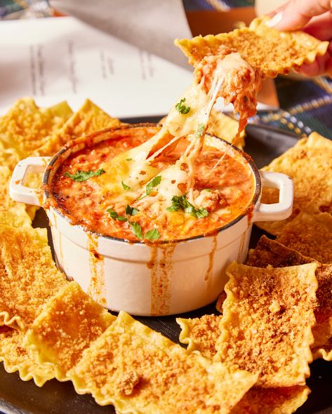 Lasagna Chips And Dip | Recipes Chips And Dip Recipes, Lasagna Chips, Lasagna Dip, Baked Lasagna, Chips And Dip, Holiday Menus, No Noodle Lasagna, Latest Recipe, Dip Recipes