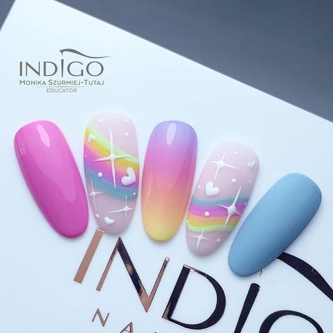 Unicorn Nails Designs Nailart, Rainbow Nail Design, Nails Arcoiris, Rainbow Nails Acrylic, Nail Art Unicorn, Rainbow Nail Ideas, Summer Nails 2023 Gel, Summer Nails 2023 Color Trends, Trendy Summer Nails 2023