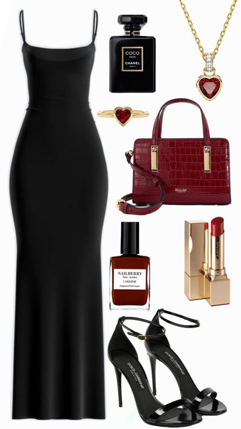 Black Red Outfit, Cherry Red Dress, Red And Black Outfits, Outfit Classy, Model Outfit, Outfit Inspo Casual, Casino Night, Glamorous Style, Pinterest Outfits