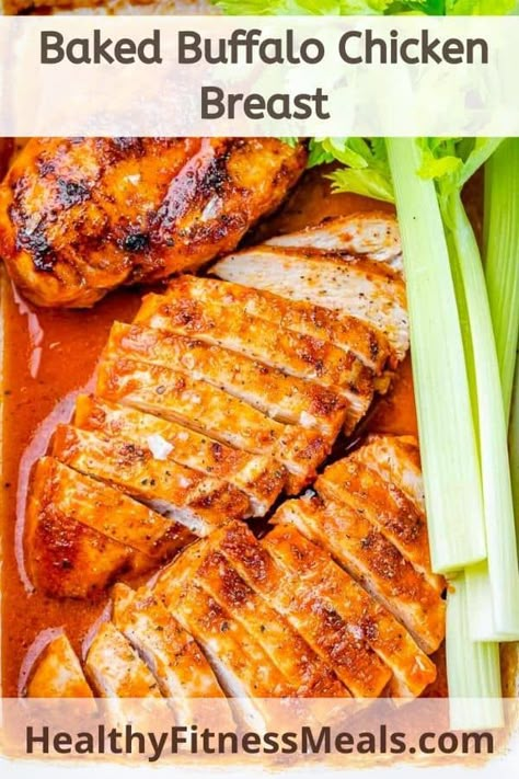 This recipe for buffalo, baked chicken breast is delicious and so easy to make. Made with a homemade buffalo marinade, this chicken is juicy, tender, and perfectly crispy on the outside. #bakedchickenbreast @chickenbreast #bakedchicken Buffalo Chicken Oven Baked, Buffalo Chicken Oven, Buffalo Chicken Breast Recipes, Oven Buffalo Chicken, Baked Buffalo Chicken Breast, Baked Chicken Marinade, Chicken Tender Recipes Baked, Honey Chicken Breast, Buffalo Chicken Breast