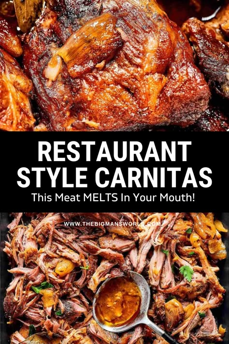 Bbq Carnitas, Shredded Carnitas Recipe, Carnita Meat Recipes, Pork Carnitas Recipe Crock Pots, Carnitas In Oven Recipe, Carnita Taco Recipes, Best Carnitas, Blackstone Carnitas, Carnitas Pork