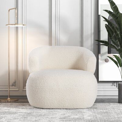 Boucle Accent Chair, Beige Armchair, Fluffy Fabric, Stylish Chairs, White Chair, Curved Sofa, Barrel Chair, Accent Chairs For Living Room, My New Room