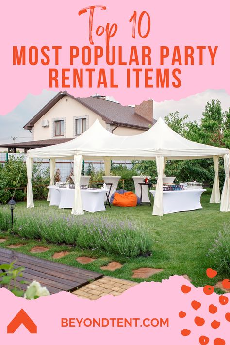 Rental Items For Party, Small Events Ideas, Popular Party Rentals, Party Supply Business, Best Rental Business Ideas, Things To Rent Out For Parties, Wedding Rentals Business, Event Equipment Rental, Mobile Party Business