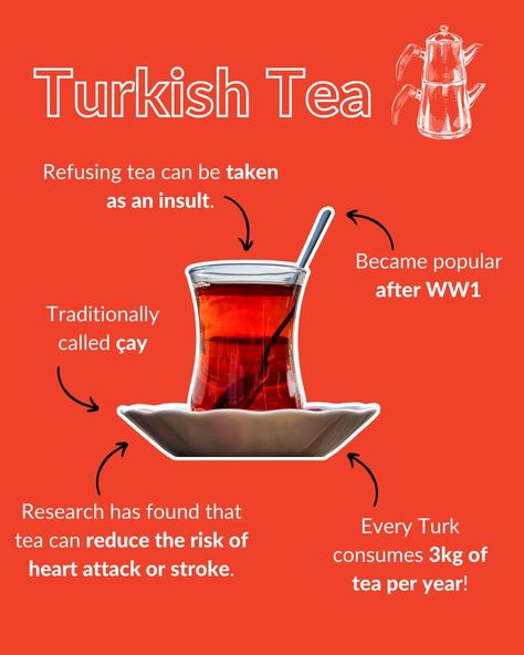 Turkish Tea Recipe, Turkish Drinks, Spiced Tea Recipe, Turkish Tea Cups, Turkish Teapot, Canva Business, Turkey Destinations, Turkish Food, Turkish Tea