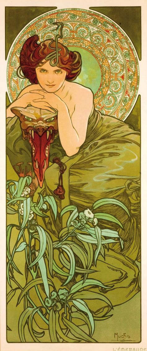 Alphonse Mucha: Art Nouveau /�� Nouvelle Femme – Poster House Art Nouveau Painting, Alfons Maria Mucha, Art Nouveau Mucha, Illustration Art Nouveau, Alphonse Mucha Art, Mucha Art, Alfons Mucha, Stained Glass Window Film, Art Nouveau Illustration