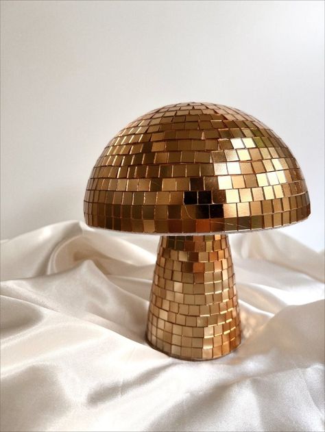 Disco Ball Home Decor, Disco Ball Home, Treehouse Interior, Disco Mushroom, Mushroom Home Decor, Gold Disco Ball, Mushroom Home, Room Styles, Funky Decor