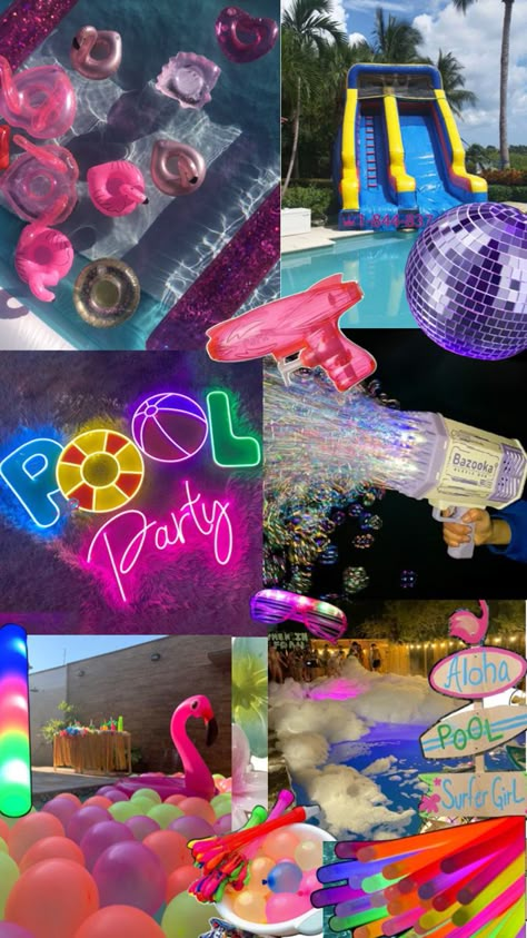 Teen Pool Parties, Night Pool Party, 14th Birthday Party Ideas, Red Birthday Party, Birthday 16, Cheer Party, 15 Birthday, Pool Party Decorations, Cute Birthday Ideas