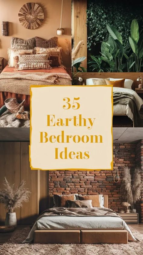 35 Earthy Bedroom Ideas Natural Bedroom Decor Earth Tones, Earthy Green Bedroom, Bedroom Decor Earth Tones, Low Wooden Bed Frame, Bedroom Ideas Earthy, Light Eclectic, Witchy Bedroom Ideas, Cozy Earthy Bedroom, Earthy Bedroom Ideas