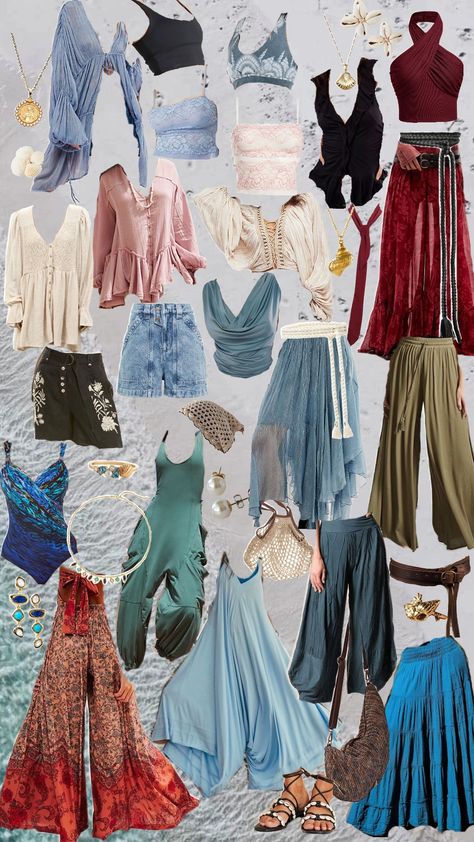 Sirencore Wardrobe Part 2 #sirencore #sirenaesthetic #sirenwardrobe #piratecore #wardrobe #wardrobeinspo #beachoutfit Sirencore Outfits, Piratecore Fashion, Beach Outfit, Mermaid, Cute Outfits, Wardrobe, Clothes