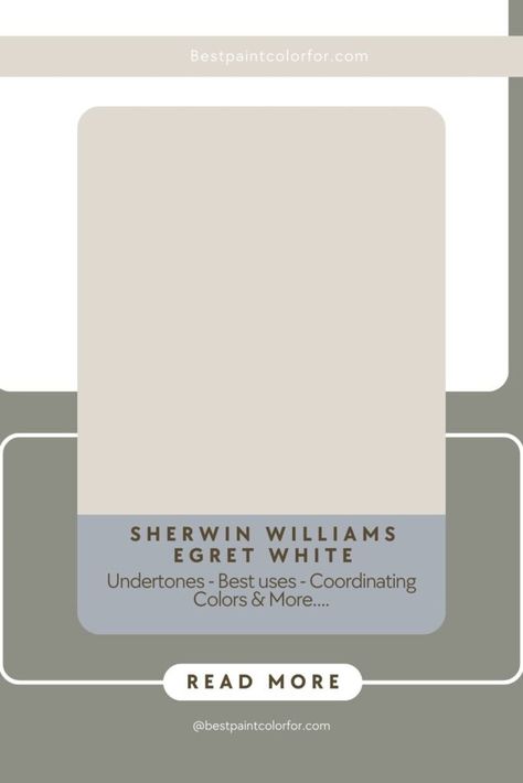 Sherwin Williams Egret White: Most Useful color review - Best Paint Color For Egret White Sherwin Williams Exterior, Egret White Sherwin Williams, Sherwin Williams Egret White, Sherwin Williams Dover White, Off White Paint Colors, Olive Green Paints, Timeless Paint Colors, Egret White, Best Gray Paint