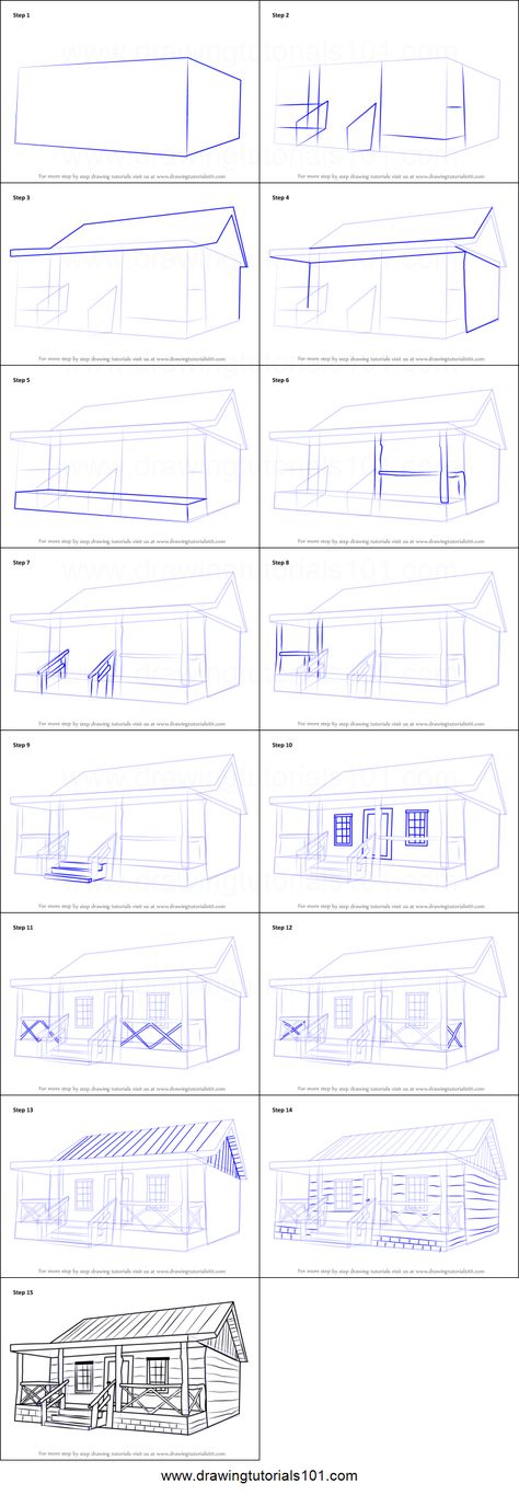 House Sketch Tutorial, Step By Step House Drawing, How To Draw A Log Cabin Step By Step, Architecture Drawing Easy Simple, Draw House Step By Step, Step By Step Architecture Drawing, How To Draw A Cabin Step By Step, Step By Step Drawing Buildings, Arhitecture Draw Beginner House