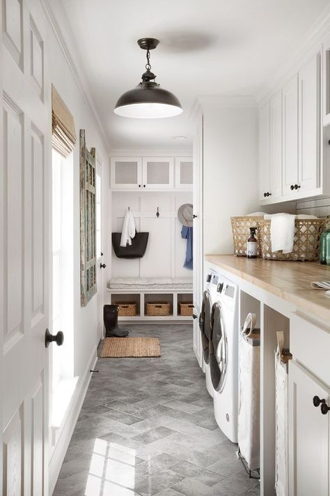 Modern Farmhouse Laundry Room, Laundry Room/mudroom, Laundry Room/mud Room, Laundry Room Flooring, Mudroom Laundry Room, Farmhouse Laundry Room, Mudroom Design, Laundry Room Cabinets, Laundry Room Inspiration