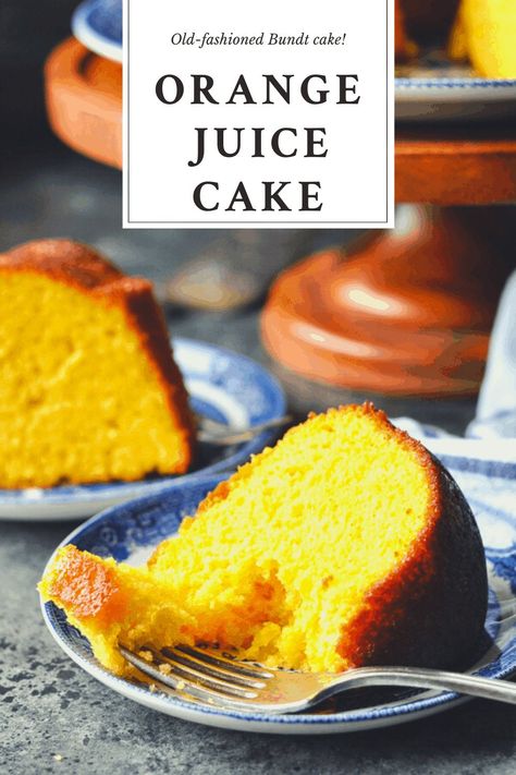 This old-fashioned Orange Juice Cake is incredibly moist and bursting with fresh citrus flavor! Best of all, the easy homemade bundt cake comes together in minutes thanks to help from a box of cake mix and vanilla pudding. It's a simple dessert that's perfect for any occasion! Orange Juice Cake Recipe, Orange Cake Recipe Moist, Orange Bundt Cake Recipe, Orange Juice Cake, Orange Bundt Cake, Easy Frosting, The Seasoned Mom, Comfort Desserts, Orange Cake Recipe