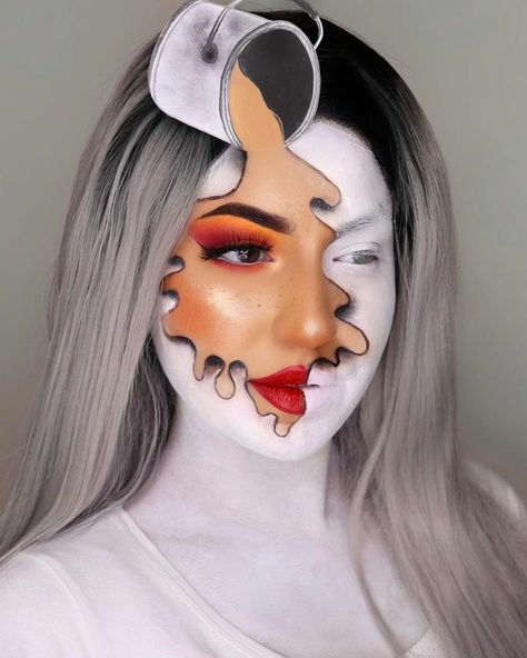 Cool Makeup Looks Creative Full Face, Scary Halloween Makeup Looks, Spring Eye Makeup, Scary Halloween Makeup, Makeup Collage, Creative Halloween Makeup, Creepy Halloween Makeup, Face Paint Makeup, Face Art Makeup