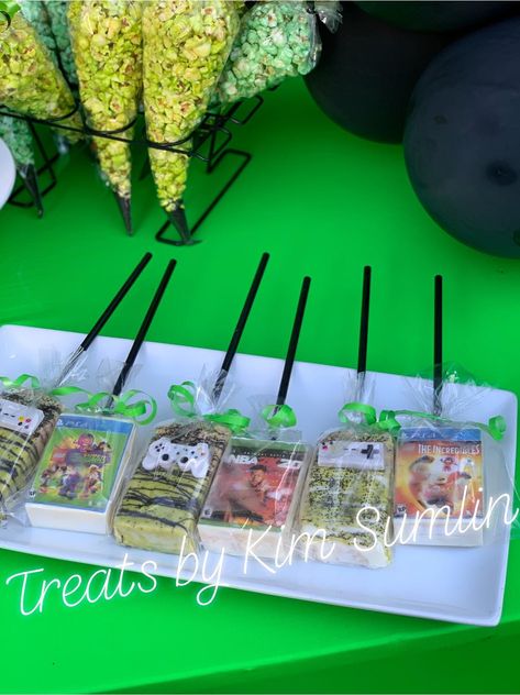 Gaming Treat Ideas, Gamer Party Treats, Gamer Treats, Xbox Birthday Party, Gamer Cake, Xbox Party, Game Truck Party, Gamer Party, Gamer Birthday