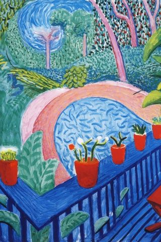 David Hockney's red pots in the garden - 2000 David Hockney Photography, David Hockney Artwork, David Hockney Landscapes, David Hockney Prints, David Hockney Paintings, David Hockney Art, Roy Lichtenstein Pop Art, Lichtenstein Pop Art, Claes Oldenburg