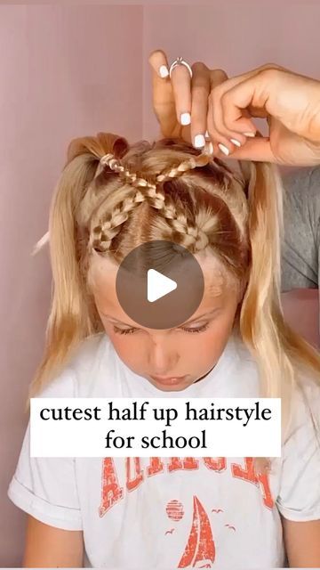 Audrey McClelland on Instagram: "CUTEST HALF UP HAIRSTYLE 🩷 Here’s a favorite of ours! This hairstyle is great for any occasion, not just School! I love how easy it is to do and how pretty it ends up coming out! . I will share the hairstyling cream that I use, as well as the exact conditioner spray to prep the hair.  . #halfuphalfdownhairstyle #halfuphalfdown #halfupdo #halfup #hairdo #braidideas #braidinspo #braidinspiration #braid #simplehairstyles #simplehair #simplehairstyle #easyhairstyles #easyhairstyle #easyhairstylesforgirls #cutehairstyles #cutehair #hairvideo #hairideas #hairinspo #hairinspiration #hairvideos #hairidea #schoolhairstyles #schoolhair #hairstyles #hair #hairstyle #hairtutorial #hairtutorials" Cute Back To School Hairstyles For Kids, Back To School Hair Braids, School Hair Ideas Kids, Easy Back To School Hairstyles For Kids, Hair Ideas For School Kids, Half Up Kids Hairstyles, Cute Hairstyles For Girls Kids, Girls Half Up Hairstyles Kids, Braid Ideas For Kids