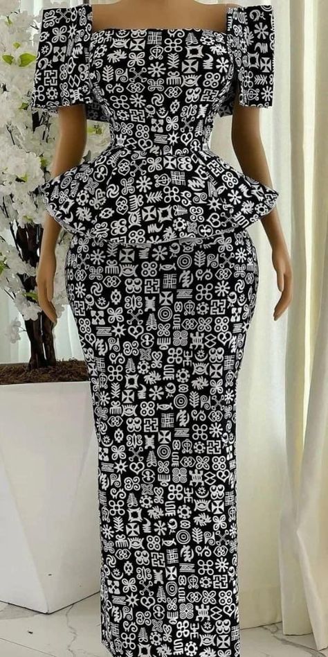 Ankara Peplum Gown Styles, African Prom Dresses Ankara, Peplum Pattern, Ankara Design, Ankara Dress Designs, Black Dress Style, Beautiful Ankara Styles, Trendy Ankara Styles, African Print Dress Ankara