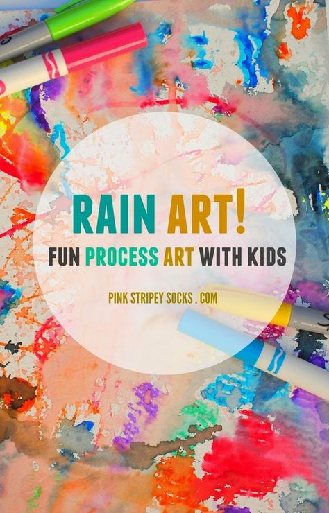 Rainy Day Process Art- Fun and beautiful way to make art with kids! Rainy Day Art For Kids, Process Art Activities, Stripey Socks, Express Feelings, Watercolor Markers, Rain Painting, Hogwarts Letter, Rain Art, Painting Activities