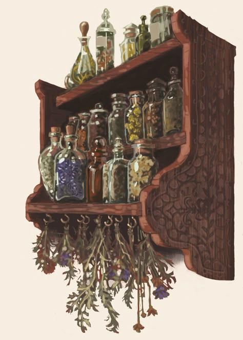 Dnd Room Aesthetic, Potion Shop Concept Art, Potion Shop Art, Alchemist Workshop, Witch Workshop, Healer Witch, Alchemy Aesthetic, Potions Shop, Witch Desk