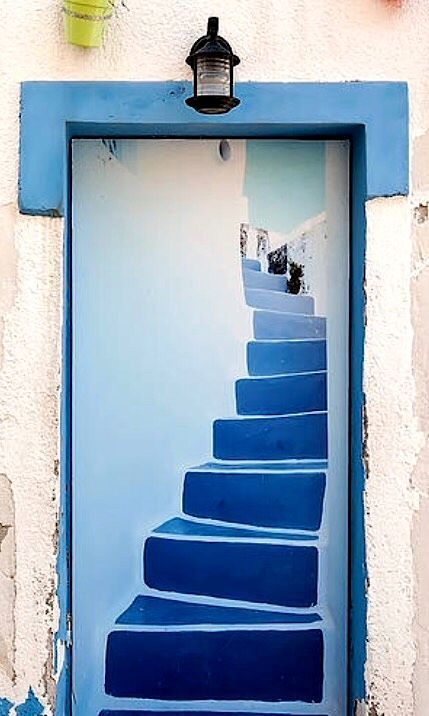 Cool Doors, Crete Greece, Open Door, Unique Doors, Mural Wall Art, Beautiful Doors, Painted Doors, Mural Art, Wall Paint