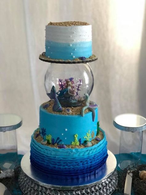 Under the sea birthday cake Undersea Cake Ocean Themes, Aquarium Birthday Cake, Underwater Cake Ideas, Under The Sea Cake Boy, Sea Cake Ideas, Under The Sea Cake Ideas, Underwater Birthday Cake, Underwater Cake, Aquarium Cake