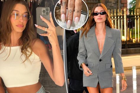 The model’s nail artist, Zola Ganzorigt, revealed how fans of her “pearlescent chrome” manicure can get the look at home. Nails Hailey Beiber, Hailey Bieber Nails, Glazed Donut Nails, Bieber Nails, Donut Nails, Chrome Manicure, Natural Nail Art, Glazed Donut, Olive And June