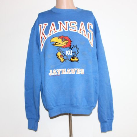 Vintage Deadstock Kansas Jayhawks NCAA Crewneck Sweatshirt XL Kansas University, Vintage University, University Of Kansas, Kansas Jayhawks, Great Gift Ideas, Oversized Style, Halloween Christmas, Ncaa, Kansas